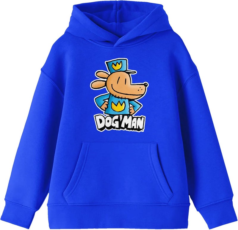 Bio World Dog Man Character Posing Youth Royal Blue Long Sleeve Hooded Sweatshirt - Image 1